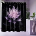 thumbnail image 3 of Black and Purple Shower Curtain Lotus Flower Shower Curtains for Bathroom Decor Decorative Floral Bath Curtain Set, Waterproof Cloth Fabric, 60x72in, 3 of 7