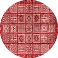 thumbnail image 1 of Ahgly Company Machine Washable Indoor Round Abstract Red Modern Area Rugs, 4' Round, 1 of 4