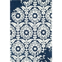 SAFAVIEH Bella Zlata Geometric Wool Area Rug, Navy/Ivory, 4' x 6'