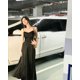 thumbnail image 3 of Vestidos Midi de estilo francés para mujer, ropa elegante con tirantes finos para fiesta, boda, dama de honor, satén negro, 2023, 3 of 4