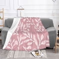 thumbnail image 2 of XMXT Throw Blanket, Pink Leaf Texture Pattern Machine Washable Blankets for Sofa, 80 x 60 inches Pink, 2 of 9