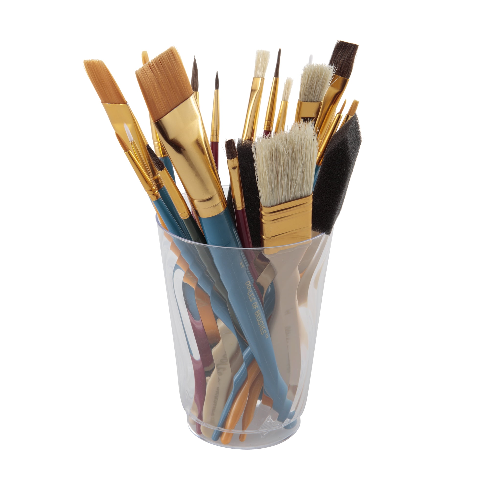 Oodles Of Brushes Economical Art Brush Set of 25 - Balanced Assortment Of Economical Brushes For Art, Craft, Hobby And Home