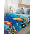 thumbnail image 4 of Twin Size Flat Sheet Only, Ocean Coral Fish Soft Brushed Microfiber Bed Sheets, Colorful Underwater World Seagrass Hotel Quality Breathable Bedding Top Sheet, Easy Care, 66"x96", 4 of 9