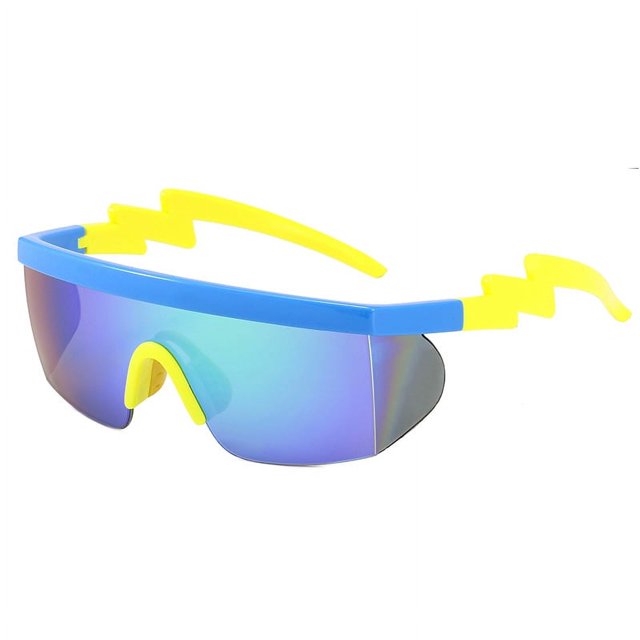 Gafas de sol de moda con forma de rayo para hombres y mujeres, gafas de sol de montura grande para deportes al aire libre