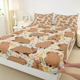 thumbnail image 3 of Homewish Kawaii Brown Capybara 4pcs Bed Sheets for Boys Girls,Colorful Flowers King Sheets,Cartoon Cute Animal Super Cozy Sheet Set,Lightweight Room Decor, 3 of 7