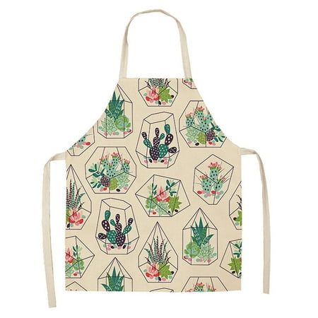 

AQITTI Household Goods Small Fresh Cactus Printed Apron Green Plant Printed Apron Home Cleaning Parent Child Apron Waterproof and Oil Proof Coverall Home Decoration Household Tool