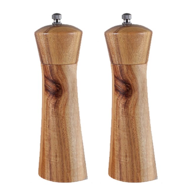 Molinillo de pimienta manual de cintura pequeña de madera de acacia núcleo de cerámica-2 piezas 6 pulgadas (caja de color) Ormromra CPB-US-YYM488-4