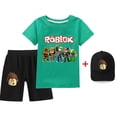 thumbnail image 2 of Roblox juego de animación para niños y niñas, traje informal periférico, camisetas y pantalones cortos para niños y sombreros, el mejor regalo, 3 piezas, nuevo, 2 of 4