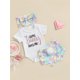thumbnail image 4 of Pelele de manga corta con letras para niña recién nacida, mono + pantalón corto + diadema, traje XBTCLXEBCO Púrpura, 6-12 meses, 4 of 6