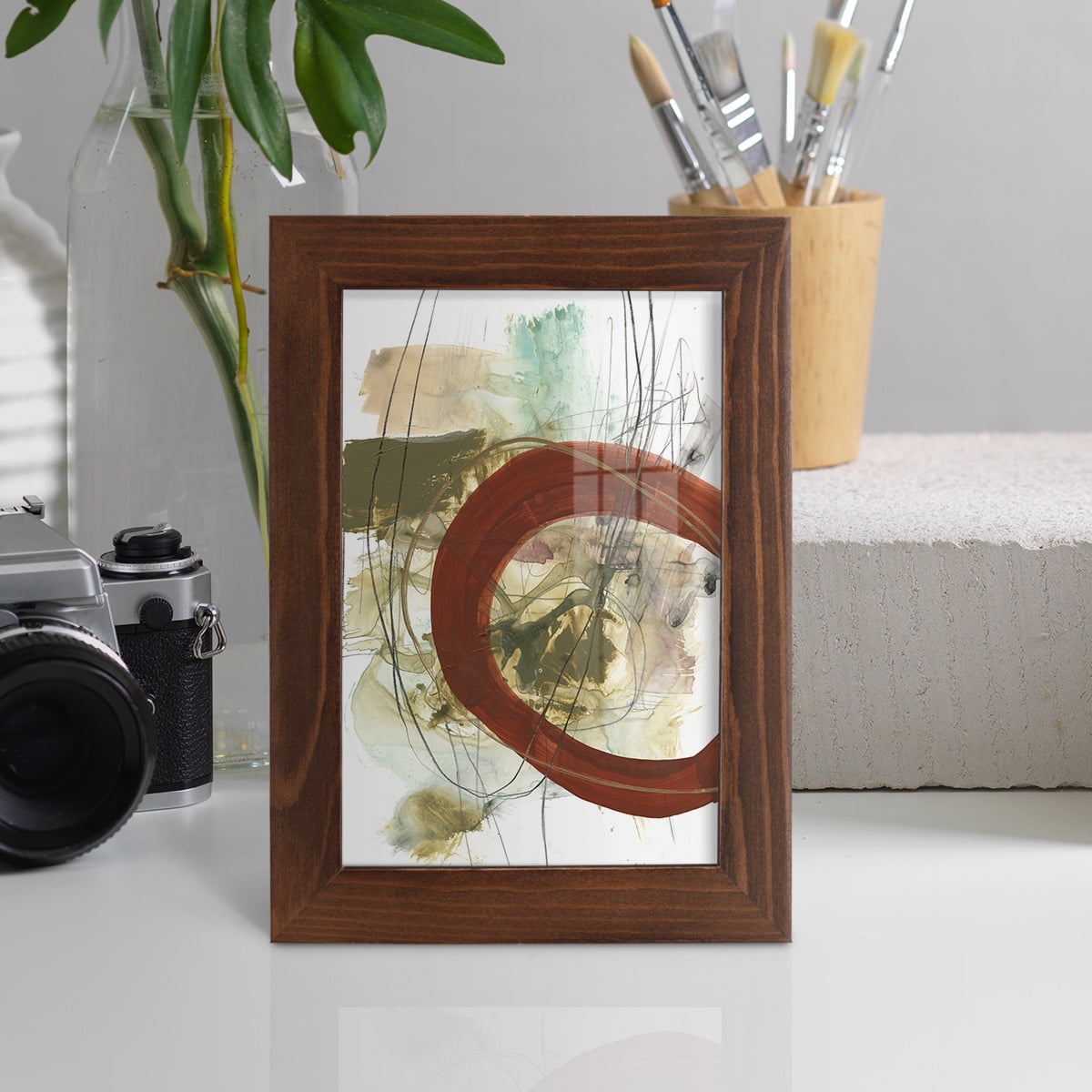Rusted Loops II - Framed Print w/glass - Chestnut