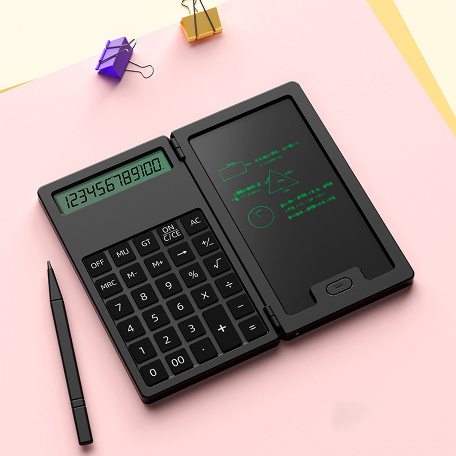 JWshufel Portable 12 Digit LCD Desktop Calculator with Cover for Home Office School Business Use Lightweight and Compact Battery Powered Calculator with Large Display and Long Lasting Keys
