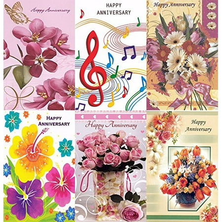 5 Pack Greeting Cards - Assorted Happy Anniversary Greeting Cards in a Bulk 12 Pack