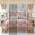 thumbnail image 5 of Nanshing Home 15 Piece Blush Damask Jacquard Comforter Set, Queen Size, Room in a Bag, Matching Bedskirt, Flat Sheet, Fitted Sheet, Pillow Shams, Curtains, 5 of 9