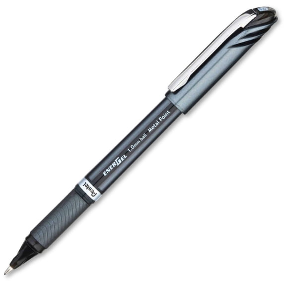 Pentel EnerGel NV Liquid Gel Pens, Metal Tip, Bold Point, Black, 12 Count