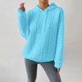 thumbnail image 5 of Women's Hoodies Long Sleeve Casual Solid Drawstring Hoodie Sweatshirts For Women Pullover, Jacquard Design Fall Winter Fashion with Soft Fabric for Cozy Wear,Light Blue,2XL, 5 of 6