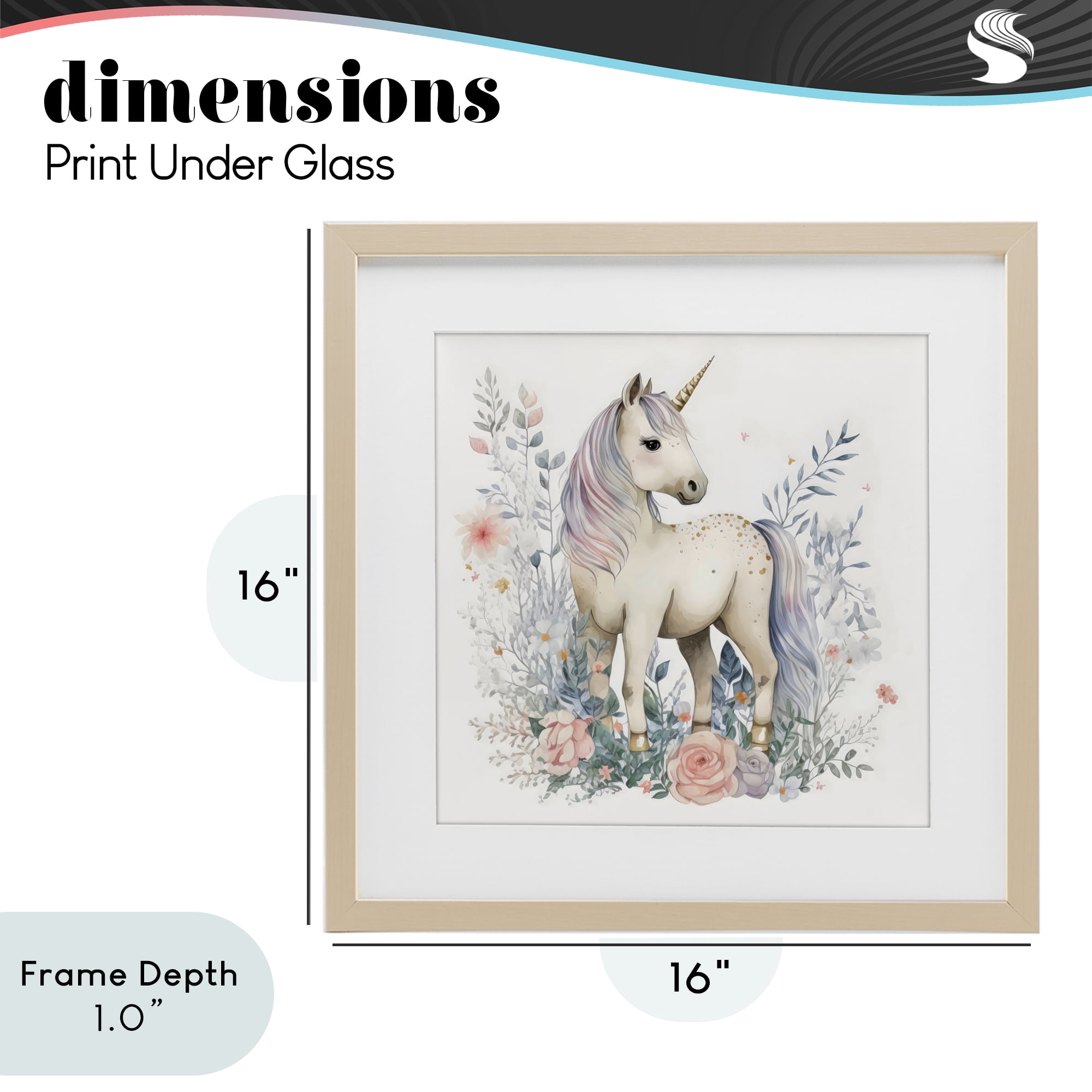 Stupell Industries Unicorn in Delicate Floral Forest Birch Framed Print Under Glass, design by Creative Studio