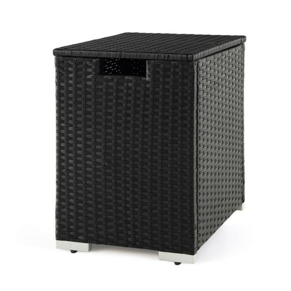 Topcobe 2-in-1 Patio Rattan Gas Propane Tank Cover for 20 lbs Propane Tanks, Outdoor Patio Furniture for Garden Backyard Pool Deck-Black