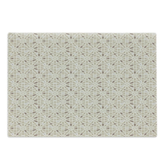 Oriental Cutting Board, Classical Oriental Motif Repetition in Neutral Colors, Decorative Tempered Glass Cutting and Serving Board, in 3 Sizes, by Ambesonne