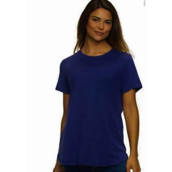 Felina Ladies' Plus Short Sleeve Crewneck T-Shirt, Ocean Tavern Blue 2XL
