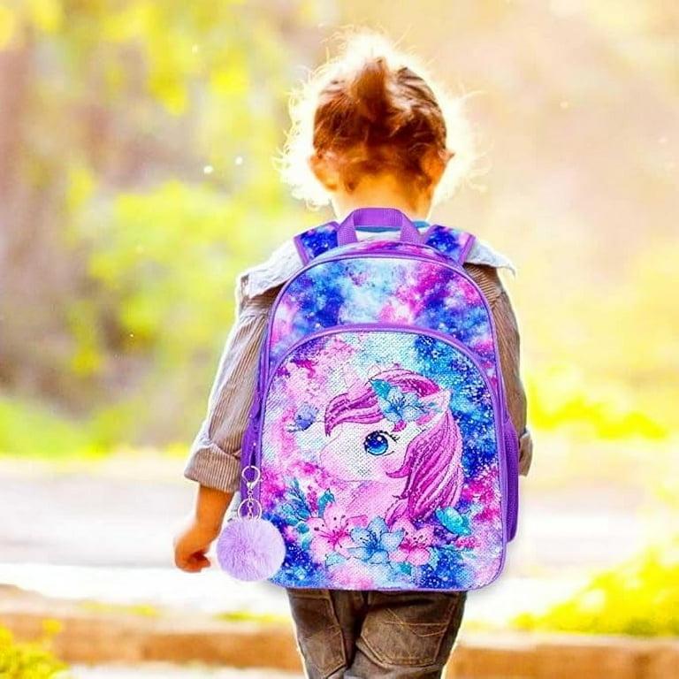 AGSDON 3PCS Girls Backpack with Lunch Box, 16