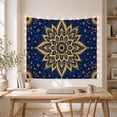 thumbnail image 5 of Golden Mandala with Star Accents on Navy Blue, Peaceful Boho for Meditation Lovers, Meditation Space Decor, Housewarming Gift Tapestry Wall Hanging for Bedroom and Living Room, 5 of 7