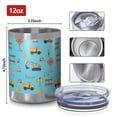 thumbnail image 3 of 12oz Tumblers Cartoon Construction Vehicles Signs Light Blue Vacuum Insulated Stainless Steel Travel Tumbler Cups with Lid and Straw for Beer,Coffee,Beverages with Cleaning Brush for Cold Hot Drinks, 3 of 5