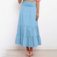 thumbnail image 5 of RYKJLWY Summer Skirts for Women 2024 Ladies Solid Color Pleated Stitching Elastic High Waist Hip Long Skirt Plus Size Maxi Skirt (Light Blue,L), 5 of 7