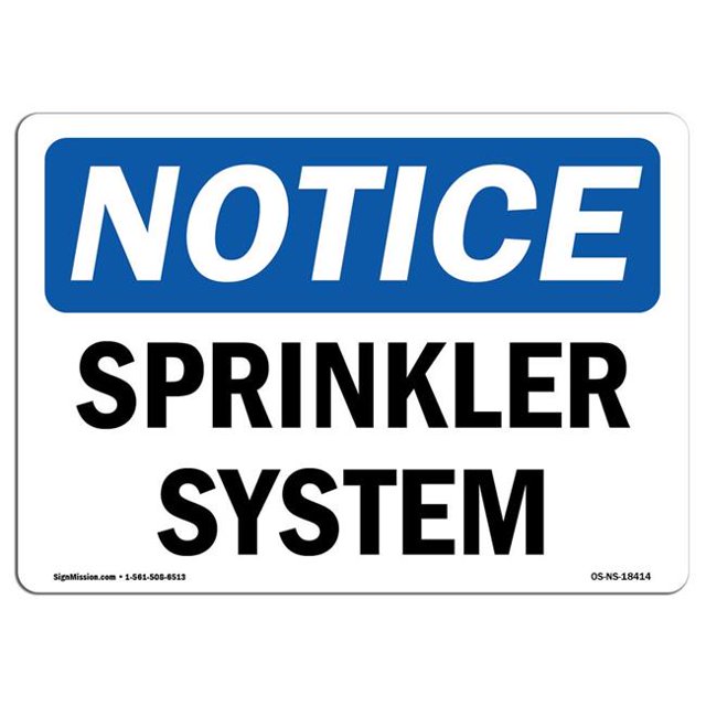SignMission OS-NS-A-1218-L-18414 12 x 18 in. OSHA Notice Sign - Sprinkler System