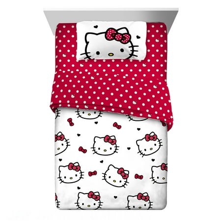 Hello Kitty Kids Full Bed in a Bag, Comforter Sheet Set and Bonus Tote, Pink, Sanrio