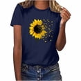 thumbnail image 2 of Blczomt Short Sleeve Tops Womens Soft Summer Blue Tee Crew Neck Sunflower Print Casual Women Blouse, 2 of 4