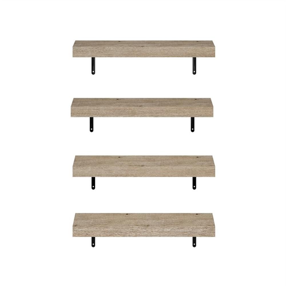 Pemberly Row 22-Inch Wall Mounted Floating Display Shelves in Natural Set of 4