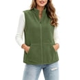 thumbnail image 2 of Ywyfzly Women's Fleece Vest Zip Up Stand Collar Sleeveless Gilet with Pockets Warm Casual Fall Winter Outerwear Army Green XXXL, 2 of 8