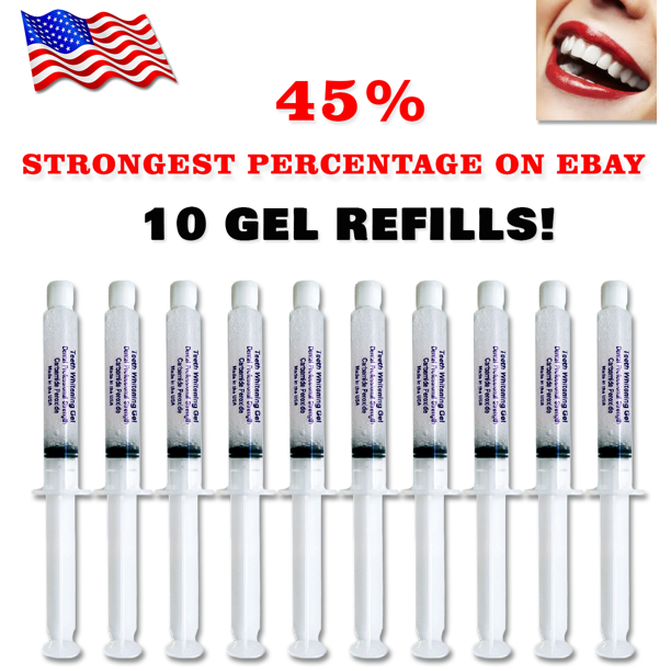 45 PEROXIDE GEL TEETH WHITENING TOOTH WHITENER BLEACH 10 SYRINGES