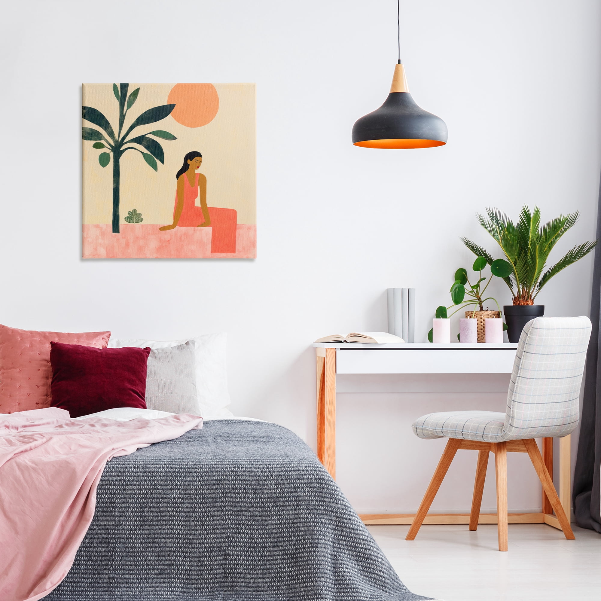 Stupell Industries Tropical Scene & Woman People Painting Wrapped Canvas Art Print Wall Art, 30 x 30