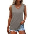 thumbnail image 2 of Summer Tank Tops for Womens V Neck Tee Sleeveless Shirts Plain Basic Camisole Loose Fitted Vest Baggy Dressy Shirts Comfort Casual Tunics Tee Going Out Workout Camis Clothes, 2 of 7