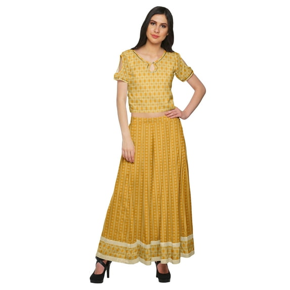 Moomaya Loose Palazzo And Crop Top Set Santoon Printed Ethnic Dress For Women