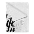 thumbnail image 2 of Saying Soft Flannel Fleece Throw Blanket, Life is Saying with Roses and Victorian Style Motifs, Cozy Plush for Indoor and Outdoor Use, 70" x 90", Indigo Ruby, by Ambesonne, 2 of 5