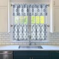 thumbnail image 3 of Kitchen Curtains 24 Inch Short - 3 Panel Set, Nautical Anchor Lighthouse Coastal Design, Rod Pocket Window Curtain for Beach House, Marine Ocean Wave Pattern, Easy Wash, 3 of 6