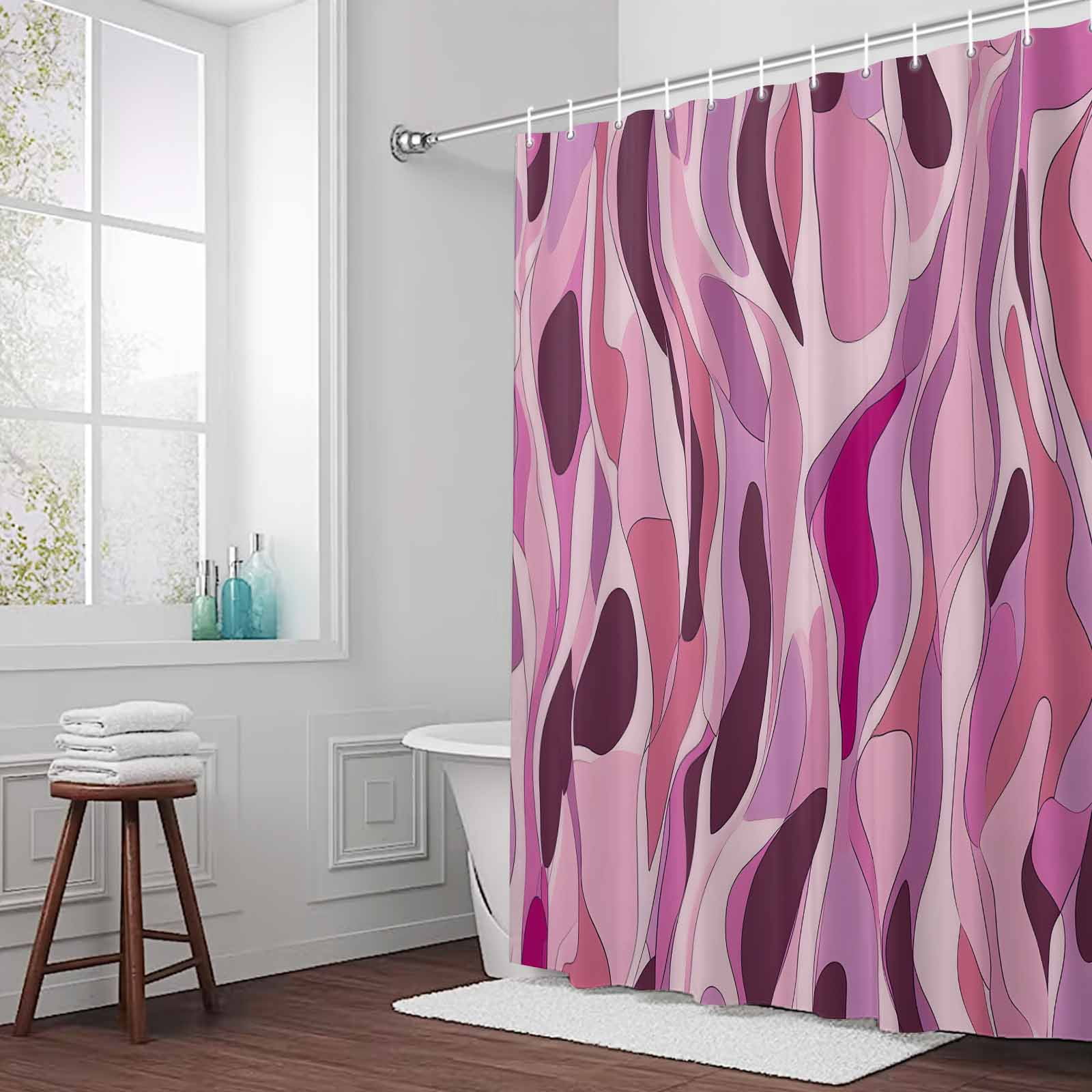 Modernism Style Fabric Shower Curtain Water Ripple Washable Shower Curtains for Bathroom, Waterproof Bath Curtain with Hooks Home Decor 72x72in