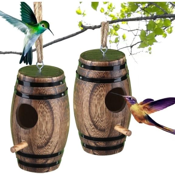 Hummingbird Houses for Outside, Wooden Hummingbird House for Nesting, Hanging Bird Houses for Outdoors with Pole, Garden Gifts Home Decoration