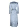 thumbnail image 5 of Njagoc3 Womens Long Sleeve Satin Maxi Robe Dress, Elegant Casual & Formal Wear, Floor - Length, Solid Color Styles, for Daily & Evening, 5 of 5