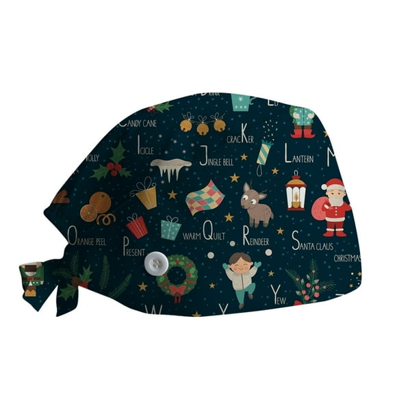 Bonnets de Chimiothérapie pour Femmes Chapeau de Noël Ajustable Imprimé Chapeau de Loisirs Yashmak Protection des Oreilles pour Infirmières