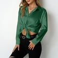 thumbnail image 5 of tarylea Business Casual Tops for Women Satin Button down Turn down Collar Shirts Long Sleeve Solid Color Blouse Loose Comfy Office Tops, 5 of 6
