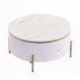 thumbnail image 3 of Table Basse en MDF de Haute Qualité: Ronde avec Pattes Dorées et Grand Espace de Rangement, 3 of 18