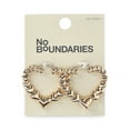 thumbnail image 2 of No Boundaries Gold Tone Heart Hoop Earrings, Women’s, 2 of 3