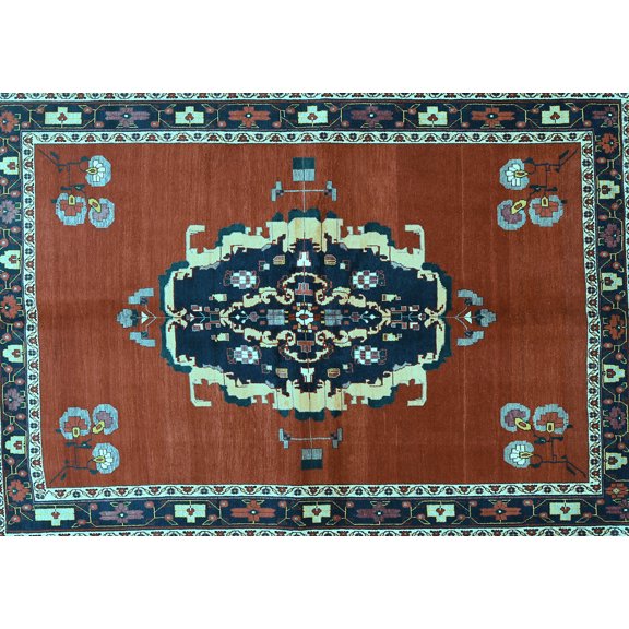 Ahgly Company Indoor Rectangle Medallion Light Blue Traditional Area Rugs, 2' x 5'