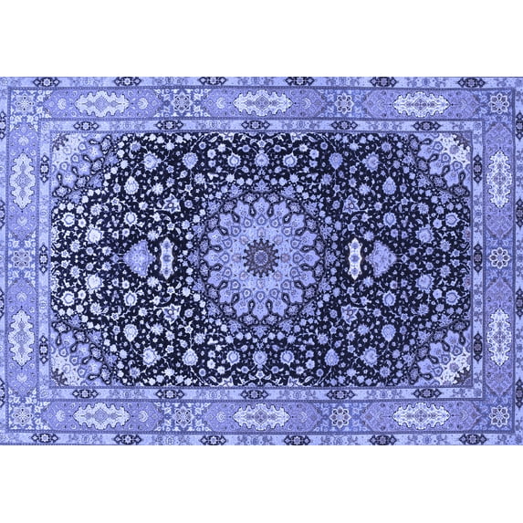 Ahgly Company Indoor Rectangle Medallion Blue Traditional Area Rugs, 8' x 10'