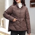 thumbnail image 4 of Zedker Puffer Jacket for Women Oversized Coats Winter Padded Down Jackets Zip Up Outerwear,Plus Size CoffeeL, 4 of 6