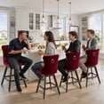 thumbnail image 3 of Swivel Bar Stools Set of 4, 26" Counter Height Barstools with Back, Nailhead Trim, Rubberwood Frame, Farmhouse Bar Chairs for 34–38" Kitchen Island, Wine Red (Set of 4), 3 of 9