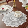 thumbnail image 5 of 1Pack Retro Lace Placemats, French Crochet Doilies, Handmade Embroidered Table Mats, 12.79 in White Place Mats Cup Mat, 5 of 6